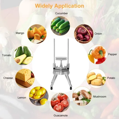 Miniatura 3 de Picador Comercial de Verduras y Frutas con Rebanador de 6 Cuñas y Cuchillas de 1/4″, 3/8″ y 1/2" Cortador de Alimentos Profesional Cortador de Papas