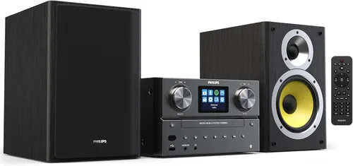 Sistema estéreo Bluetooth y WiFi Philips para el hogar con reproductor de CD, Spotify, radio por Internet, radio FM, reproducción de MP3, agudos