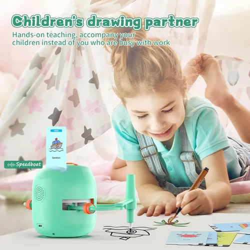 Miniatura 2 de Robot de dibujo educativo interactivo para niños, juguete de aprendizaje Montessori con 150 tarjetas de palabras, interacción de voz, a partir de 5