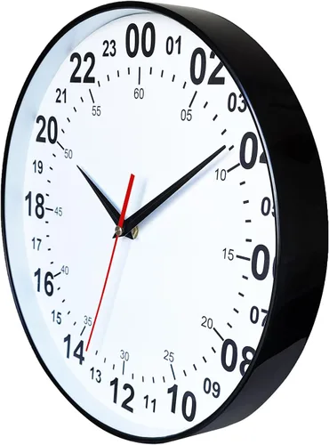 Miniatura 3 de Reloj de pared de 24 horas, reloj de pared redondo de 12 pulgadas, fácil de leer, esfera blanca, estilo moderno y simple, reloj de decoración