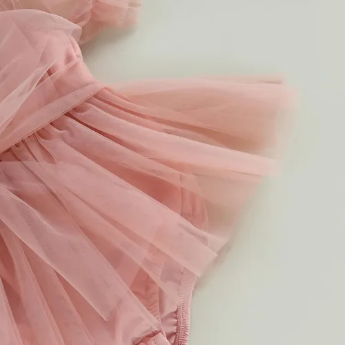 Miniatura 82 de Sasaerucure Traje de verano para bebé niña, sin mangas, mameluco de encaje tutú, mameluco de una pieza con volantes