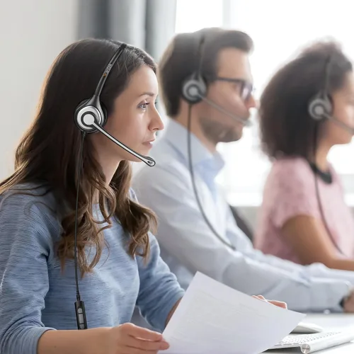 Miniatura 5 de Wantek Auriculares 3 en 1 USB/0.138 in/Tipo-C con micrófono con cancelación de ruido, auriculares mono para computadora con controles en línea
