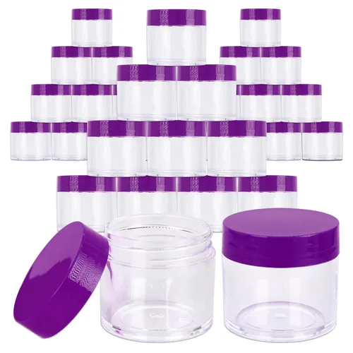 Miniatura 19 de Beauticom 1.06 oz/1.0 fl oz (1 fl. oz.) Tarros de plástico transparente de doble pared a prueba de fugas con tapas superiores planas para cremas, Oro