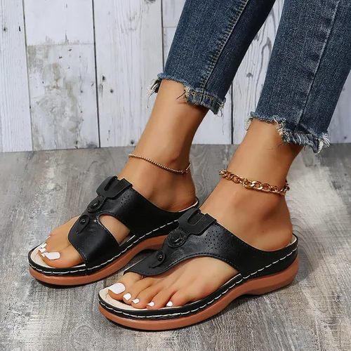 Miniatura 6 de Sandalias planas de verano elegantes para mujer, sandalias ortopédicas para mujer, soporte de arco