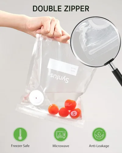 Miniatura 4 de Syntus Bolsas selladoras al vacío para alimentos, 30 piezas tamaño pequeño 8" x 10" y tamaño mediano 10" x 13.8" bolsas de almacenamiento