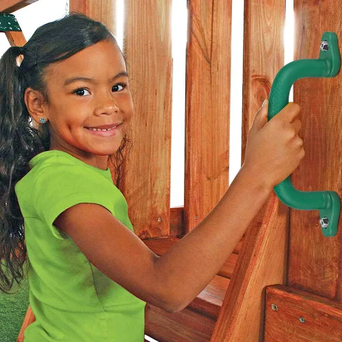 Miniatura 2 de SELEWARE Asas de seguridad verdes para patio de recreo, asas de plástico antideslizantes para parque infantil, casa de juegos, casa de árbol, marco