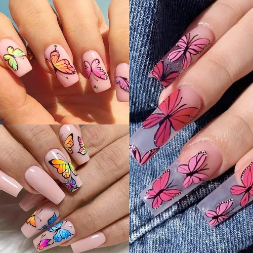 Miniatura 2 de Grandes calcomanías de mariposas para uñas, calcomanías de mariposas grandes 3D para uñas, calcomanías autoadhesivas de diseños de mariposas