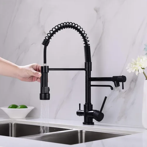 Miniatura 3 de Delle Rosa Grifo de cocina, grifo de agua potable de 3 vías, grifos purificadores de agua 3 en 1, arco alto y asas duales, grifos de fregadero