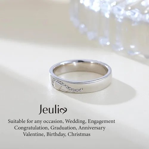Miniatura 3 de Jeulia Anillo de plata de ley para mujer, con forma de corazón, dos tonos, con incrustaciones de alas de ángel, para parejas, boda, compromiso