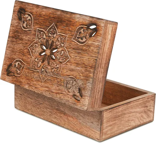 Miniatura 12 de Mela Artisans Serena Caja de madera de mango – Caja de almacenamiento de madera hecha a mano para joyas, accesorios y decoración del hogar – Mango