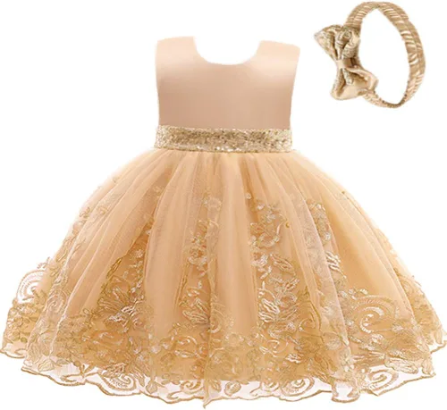 Miniatura 54 de CMMCHAAH - Vestidos de encaje para concursos de niñas bebés de 0-6 años, vestido formal para fiestas con diadema