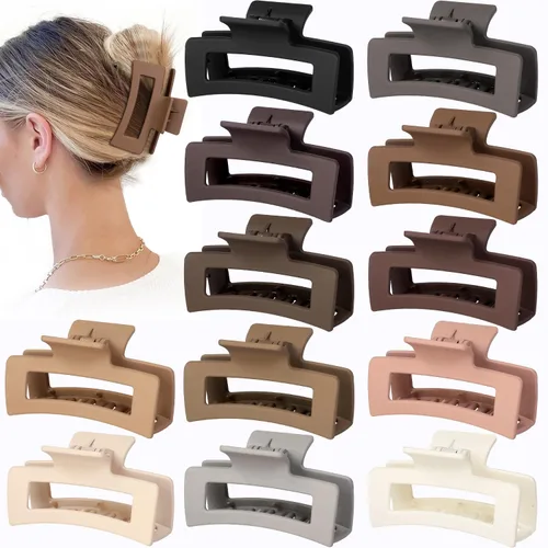 Miniatura 9 de Sisiaipu Accesorios Medianos para el Cabello de 3.5 Pulgadas - 12 Piezas Pinzas de Mandíbula Cuadradas para Cabello Grueso y Fino, Pinzas Básico