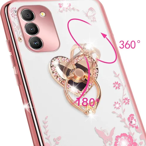 Miniatura 4 de Funda protectora para Nokia G400 0.18 oz, Nokia G400 Phone Cas para mujer, con purpurina, suave, mariposa, corazón, floral, transparente, con Oro