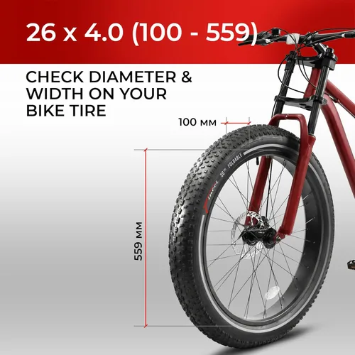 Miniatura 2 de Par de Neumáticos Fat Bike Fincci 26x4.0 - Neumáticos Plegables de 26 Pulgadas con Compuesto Resistente al Desgaste, 100-559, Neumático Grueso