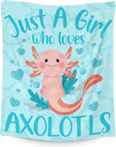 Axolotl - Manta de regalo de 40 x 50 pulgadas para niñas, manta suave y mullida azul para cama, sofá y sala de estar Axolotl1-1