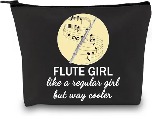 Miniatura 9 de GJTIM Flauta de regalo para amantes de la flauta, banda de marcha, bolsa de maquillaje, bolsa de viaje con cremallera para flautistas