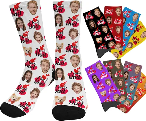 Artsadd Calcetines personalizados divertidos calcetines personalizados con imagen, calcetines personalizados para hombres, papá, día del padre,