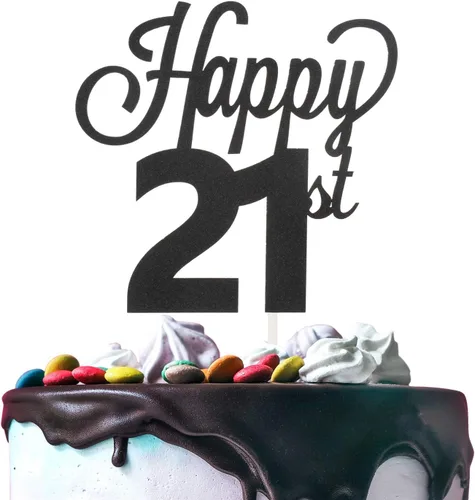 Miniatura 86 de LINGTEER - Decoración para pastel con texto "Happy Birthday 100", color negro