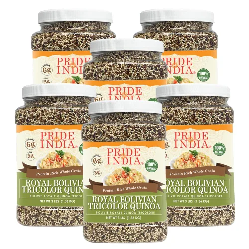 Miniatura 9 de Pride Of India - Quinoa real boliviana natural de tres colores - Tarro de grano entero rico en proteínas, tarro de 3 libras