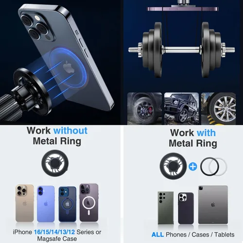 Miniatura 4 de Soporte de coche MagSafe [parabrisas + ventilación + tablero] Soporte magnético 2 en 1 para automóvil, magnetismo ultra fuerte rotación de 360°, se