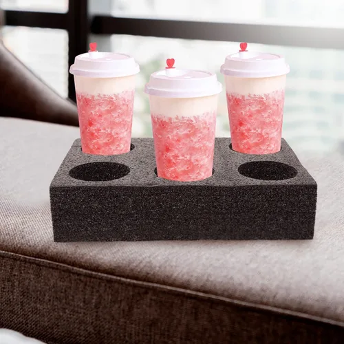 Miniatura 2 de Angoily Paquete de 2 portadores de bebidas para 6 tazas para entrega, bandeja de café reutilizable para bebidas calientes o frías, portavasos