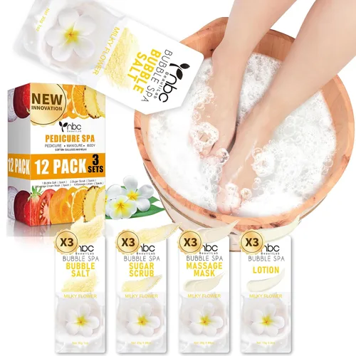 Miniatura 32 de Juego de spa de pedicura para pies, kit de pedicura para el hogar con sal de baño, loción hidratante de crema exfoliante para pies, cuidado de pies