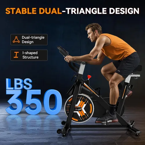 Miniatura 3 de Bicicleta estática Wenoker para el hogar, bicicleta de interior compatible con aplicaciones con asiento ajustable y manillar multiagarre, ruedas