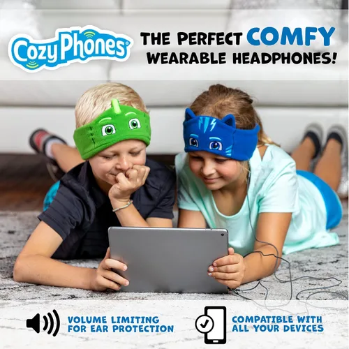 Miniatura 2 de CozyPhones PJ Masks Catboy Auriculares para Niños Sobre la Oreja con Diadema - Volumen Limitado con Altavoces Delgados y Diadema de Vellón Suave