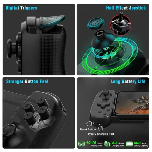 Miniatura 3 de Joso Wireless Phone Controller for iPhone/Android, Mobile Game Controller with Hall Joystick Suitable for Xbox Cloud Gaming, PS Remote Play, Steam