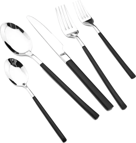 Miniatura 11 de JASHII Juego de cubiertos de acero inoxidable 18/10 para 1, regalo resistente, utensilios de comida, pulido con espejo, apto para lavavajillas