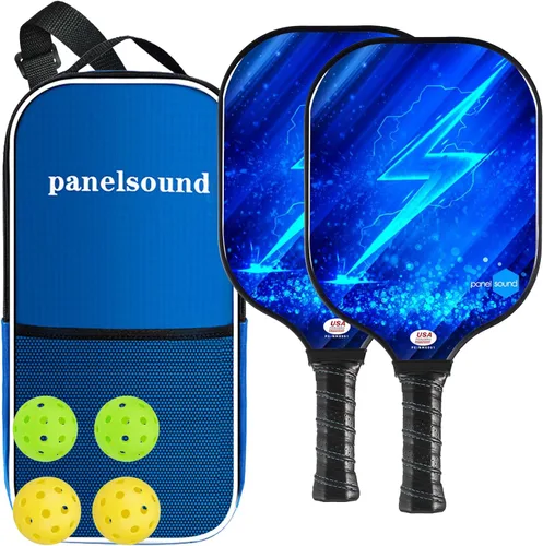 Pickleball Paddles Set of 2 or 4, USAPA Approved Fiberglass Pickleball Racket Set with 4 Outdoor Pickleballs and 1 Carrying Case Paquete de 2