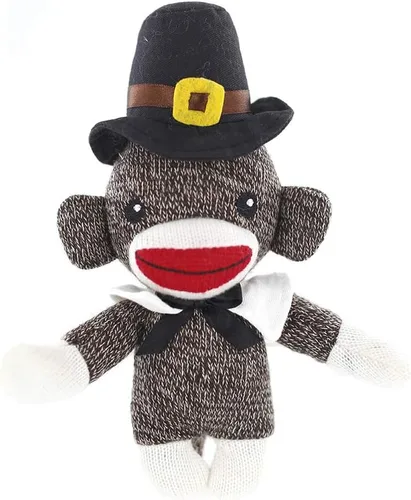 Miniatura 5 de Plushland Calcetín de peregrino de peluche de Acción de Gracias, con lindo sombrero y cuello, juguetes de peluche de 6 pulgadas