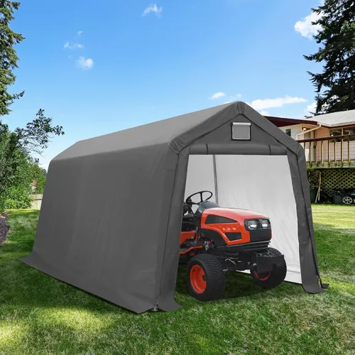 Miniatura 12 de Cobertizo de almacenamiento al aire libre de 6 x 3 pies, refugio de almacenamiento portátil resistente con puerta enrollable con cremallera
