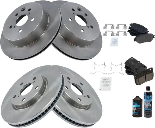 Miniatura 2 de TRQ Kit de rotor de freno y pastillas de cerámica delantera y trasera con productos químicos compatibles con Lexus IS250 GS300