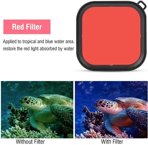Miniatura 4 de Estuche de carcasa con filtro de lente de buceo para 8, accesorios de buceo (rojo)