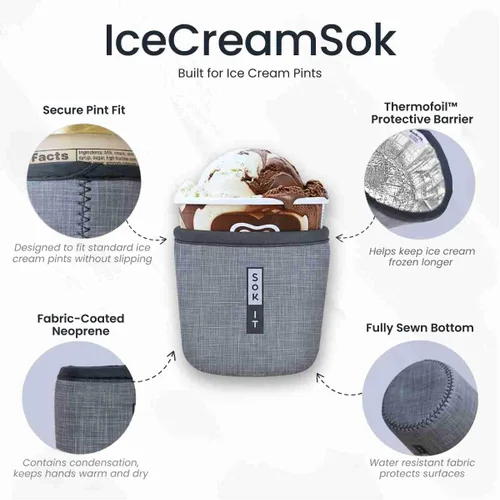 Miniatura 2 de Sok It IceCreamSok - Funda de neopreno aislada (flores abstractas, pintas de helado cónicas)