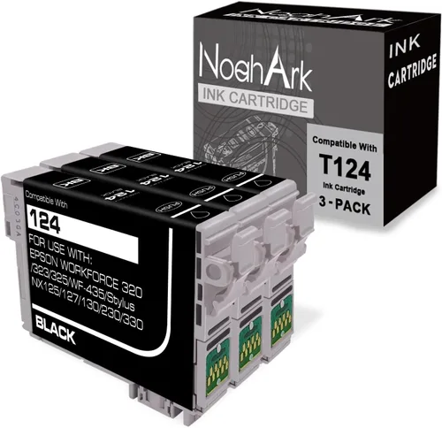 NoahArk 3 paquetes de cartuchos de tinta remanufacturados T124 de repuesto para Epson 124 uso para Epson Stylus NX125 NX127 NX130 NX230 NX330 NX420