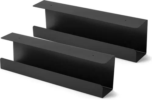 Miniatura 7 de ZhiYo Bandeja de acero para organizar cables de 15.8 pulgadas debajo del escritorio, bandeja de cables XL con abrazadera debajo de la mesa