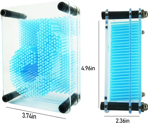 Miniatura 3 de 3D Pin Art Juguete Sensorial Tamaño 5x3.7 Pulgadas Agujas Pin Impresión Juguete Intelectual Divertido Rainbow Juguetes, Azul Claro Azul claro 5x3.7