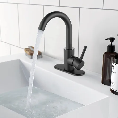 Miniatura 3 de Midanya Grifo de baño de 1 o 3 agujeros, mango único, adecuado para bar, cocina, RV, tocador, acero inoxidable 304, boquilla giratoria de cuello