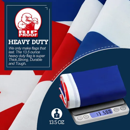 Miniatura 2 de Anley Bandera de Cuba de 3 capas de doble cara a prueba de rasgaduras de 3 x 5 pies, cabecera de lona y resistente a las arrugas, las banderas