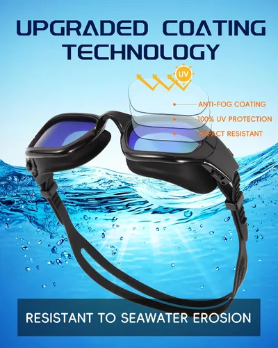 Miniatura 2 de Gafas de natación, gafas para adultos con gorro de natación, clip de nariz y tapones para los oídos, protección UV, lente antivaho y funda