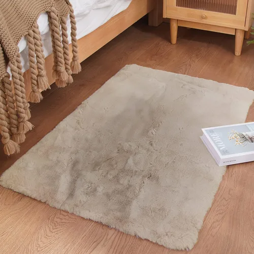 Ghouse Alfombra ultrasuave de pelo sintético de conejo 2x3, alfombras lavables a máquina para dormitorio, alfombras esponjosas para sala de estar,
