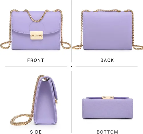 Miniatura 4 de Dasein Bolso cruzado pequeño para mujer, bolso de noche de diseñador, bolso de mano para bodabaile de graduaciónfiesta con doble correa de cadena
