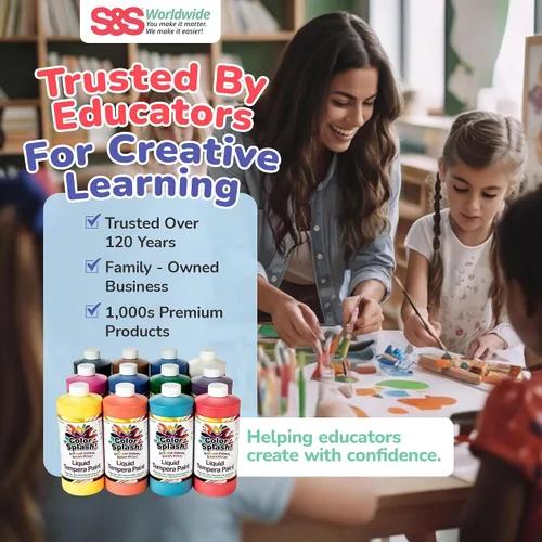 Miniatura 6 de S&S Worldwide Pintura líquida a granel de témpera líquida, juego de 12 en 11 colores brillantes, botellas de 32 onzas fáciles de verter, ideal