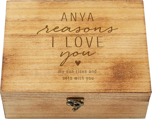 Miniatura 12 de Let's Make Memories Caja de recuerdos de madera personalizada con tapa con bisagras, caja de recuerdos de madera, almacenamiento decorativo