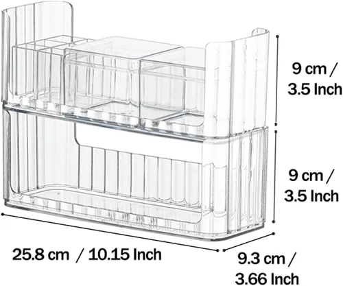 Miniatura 7 de Organizador de estantes de 2 niveles para botiquín, compartimentos para almacenamiento de maquillaje, bandejas de estante para pared de gabinete