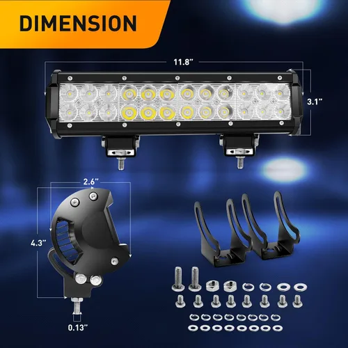 Miniatura 2 de GOOACC Barra de luz LED de 12 pulgadas, 72 W, combo de inundación de puntos, luces de conducción todoterreno, lámpara de trabajo con arnés