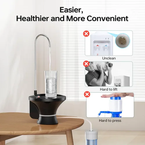 Miniatura 4 de Bomba dispensadora de agua potable, bomba eléctrica automática para botellas de agua potable para jarras de agua de 2-5 galones, recargable por USB