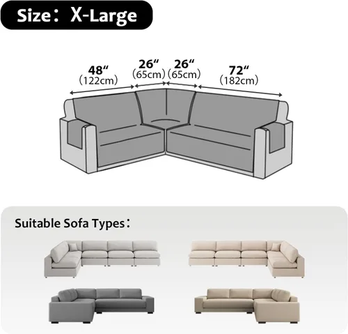 Miniatura 3 de Fundas para sofá modular, impermeables, 6 piezas, fundas de sofá en forma de L, lavables, antideslizantes, fundas para sofá seccional, suaves